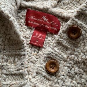 90s Wool Blend Chunky Knit Hoodie Vintage Abercrombie & Fitch Size Small